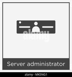 Server administrator icon isolated on white background with gray frame, sign and symbol Stock Vector