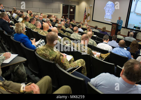 Dr. Graham Allison, author of “Destined for War: Can America and China Escape Thucydides’s Trap,” delivers a lecture to Special Operations Command personnel at the Joint Special Operations University on MacDill Air Force Base in Tampa, Fla., Nov. 9, 2017. The lecture provided an opportunity for the audience to learn about historic outcomes from rising world powers conflicting with ruling ones, such as the results of the ancient greek Peloponnesian War. (Photo by U.S. Air Force Master Sgt. Barry Loo) Stock Photo