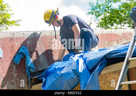 Live Fire Training North Mason Fire Deparement, Washington State, USA Stock Photo