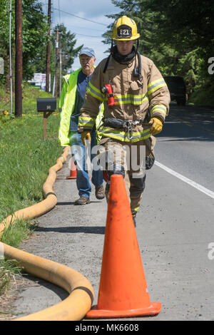 Live Fire Training North Mason Fire Deparement, Washington State, USA Stock Photo