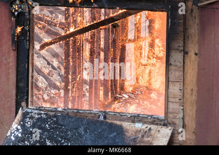 Live Fire Training North Mason Fire Deparement, Washington State, USA Stock Photo