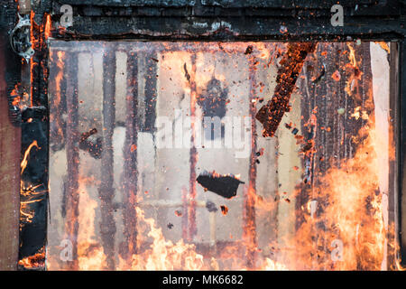 Live Fire Training North Mason Fire Deparement, Washington State, USA Stock Photo