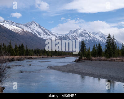 Eagle River, Chugach Mountains, Chugach State Park, Eagle River / Anchorage, Alaska. Springtime Stock Photo