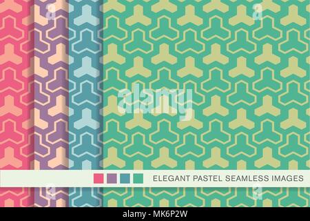 Seamless pastel background set Polygon Geometry Cross Triangle, collection of stylish vintage retro pattern ideal for greeting card banner or wallpape Stock Vector