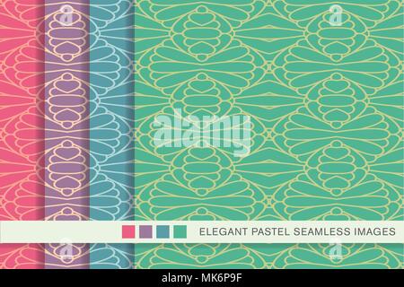 Seamless pastel background set Curve Cross Frame, collection of stylish vintage retro pattern ideal for greeting card banner or wallpaper design. Stock Vector