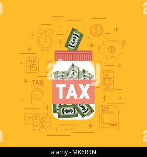 tax day set icons Stock Vector