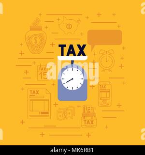 tax day set icons Stock Vector