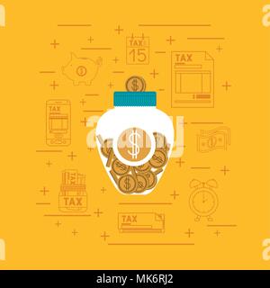 tax day set icons Stock Vector