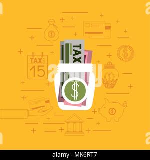 tax day set icons Stock Vector