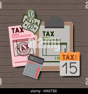 tax day set icons Stock Vector