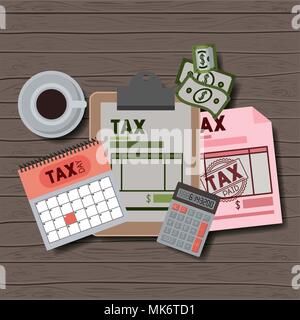 tax day set icons Stock Vector