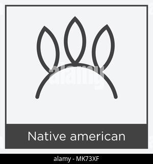 Native american icon isolated on white background with gray frame, sign and symbol Stock Vector