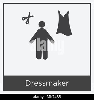 Dressmaker icon isolated on white background with gray frame, sign and symbol Stock Vector