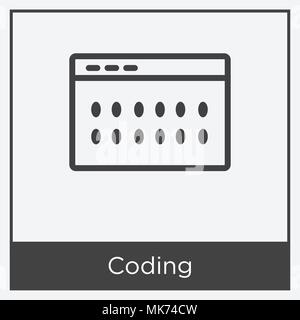 Coding icon isolated on white background with gray frame, sign and symbol Stock Vector