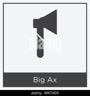 Big Ax icon isolated on white background with gray frame, sign and symbol Stock Vector