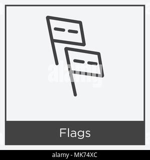 Flags icon isolated on white background with gray frame, sign and symbol Stock Vector