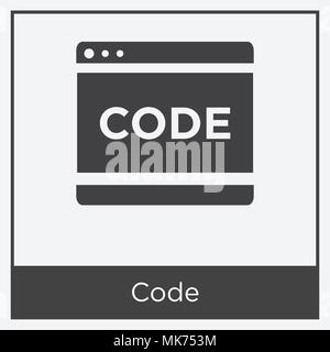 Code icon isolated on white background with gray frame, sign and symbol Stock Vector