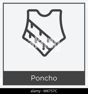 Poncho icon isolated on white background with gray frame, sign and symbol Stock Vector