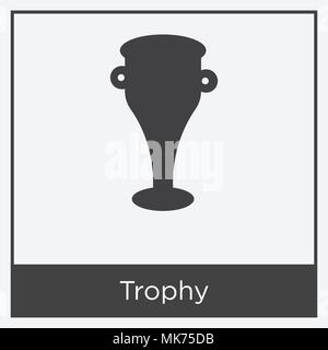 Trophy icon isolated on white background with gray frame, sign and symbol Stock Vector