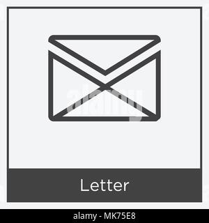 Letter icon isolated on white background with gray frame, sign and symbol Stock Vector