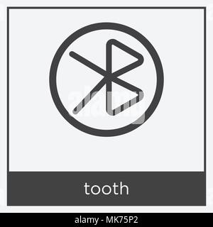 tooth icon isolated on white background with gray frame, sign and symbol Stock Vector