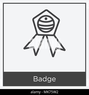Badge icon isolated on white background with gray frame, sign and symbol Stock Vector