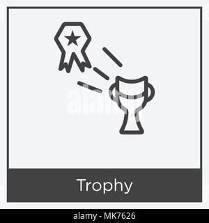 Trophy icon isolated on white background with gray frame, sign and symbol Stock Vector