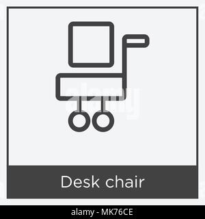 Desk chair icon isolated on white background with gray frame, sign and symbol Stock Vector