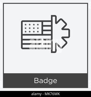 Badge icon isolated on white background with gray frame, sign and symbol Stock Vector