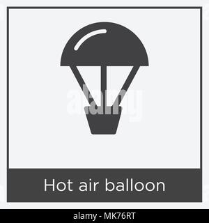 Hot air balloon icon isolated on white background with gray frame, sign and symbol Stock Vector