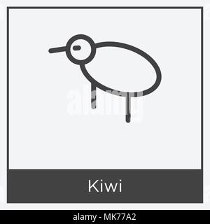 Kiwi icon isolated on white background with gray frame, sign and symbol Stock Vector