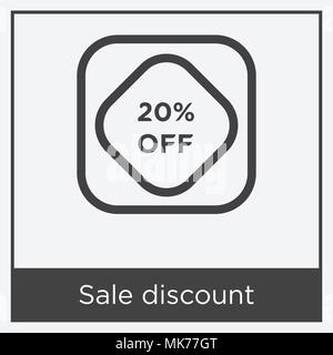 Sale discount icon isolated on white background with gray frame, sign and symbol Stock Vector