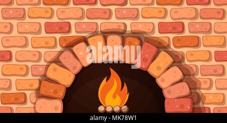 Oven, bonfire, stove - cartoon illustration. Stock Vector
