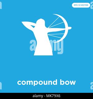 compound bow vector icon isolated on blue background, sign and symbol Stock Vector
