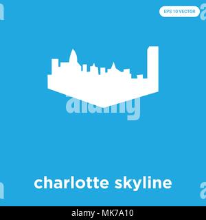 charlotte skyline vector icon isolated on blue background, sign and symbol Stock Vector