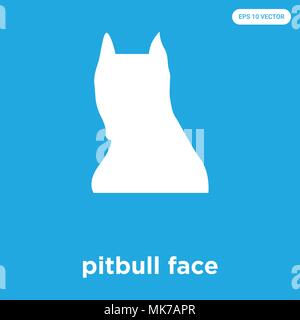 pitbull face vector icon isolated on blue background, sign and symbol Stock Vector