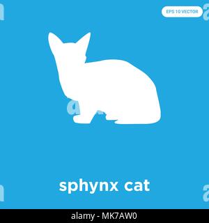 sphynx cat vector icon isolated on blue background, sign and symbol Stock Vector