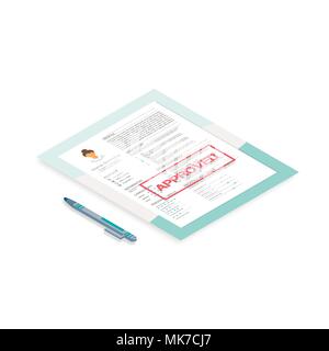 Feminine resume with infographic design. Stylish CV set for women. Isometric 3d  vector,  infographic concept . Stock Vector