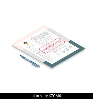 Feminine resume with infographic design. Stylish CV set for women. Isometric 3d  vector,  infographic concept . Stock Vector