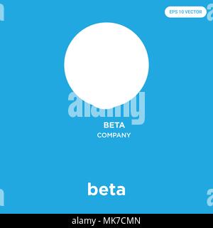 beta vector icon isolated on blue background, sign and symbol Stock Vector