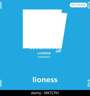 lioness vector icon isolated on blue background, sign and symbol Stock Vector