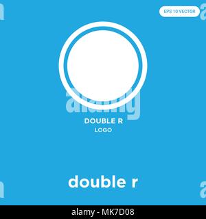 double r vector icon isolated on blue background, sign and symbol Stock Vector