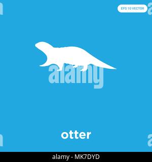 otter vector icon isolated on blue background, sign and symbol Stock Vector
