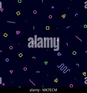 Retro style tileable pattern with scattered geometric elements Stock Vector