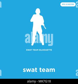 swat team vector icon isolated on blue background, sign and symbol Stock Vector
