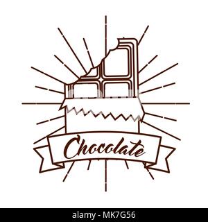 chocolate bar wrap bite vintage card vector illustration Stock Vector