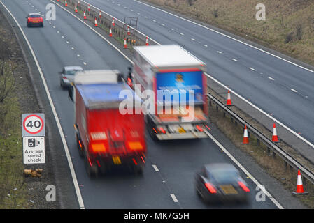 traffic passing average speed cameras at roadworks leeds yorkshire united kingdom Stock Photo