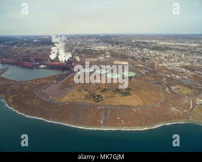 Silver Bay, Minnesota is a Community on the North Shore of Lake Superior in Minnesota that refines Iron Ore into Taconite Stock Photo