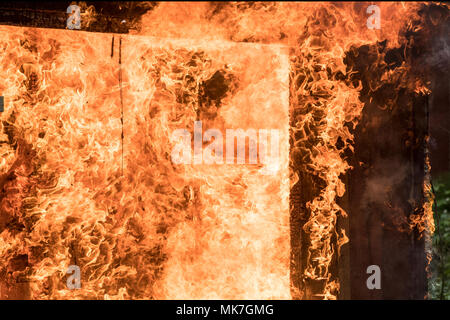 Live Fire Training North Mason Fire Deparement, Washington State, USA Stock Photo