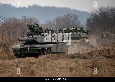 DAGMAR NORTH, Republic Of Korea – A Platoon Of M1A2 Abrams Tanks From ...